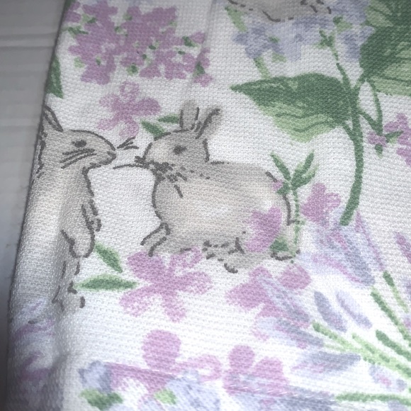NWT 2 Spring Gatherings grey bunny lavender flower Easter guest kitchen towels - Picture 2 of 4